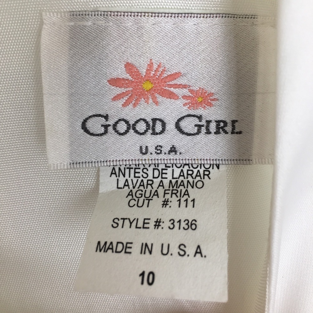 First Communion Dress White Sheer Satin Overlay Tank Pearl Flower Appliqué Sz 10 - Picture 9 of 16